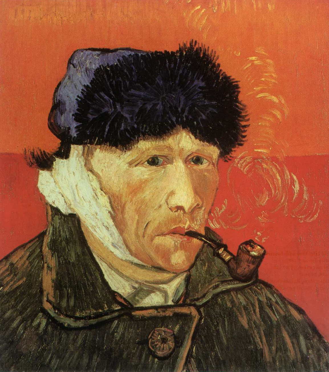 Self-Portrait with pipe - Van Gogh Painting On Canvas